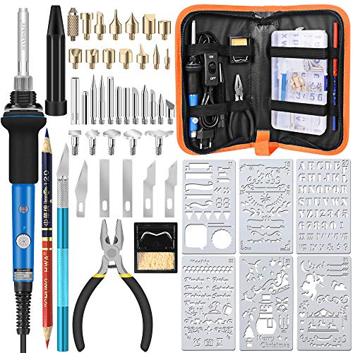 Handskit Pyrography Iron 42-Piece Set Soldering Iron, Burning Iron with Adjustable On/Off Switch, with 60 W Adjustable Temperature 220-450 °C, Wood Pyrography for Professionals and Hobbyists