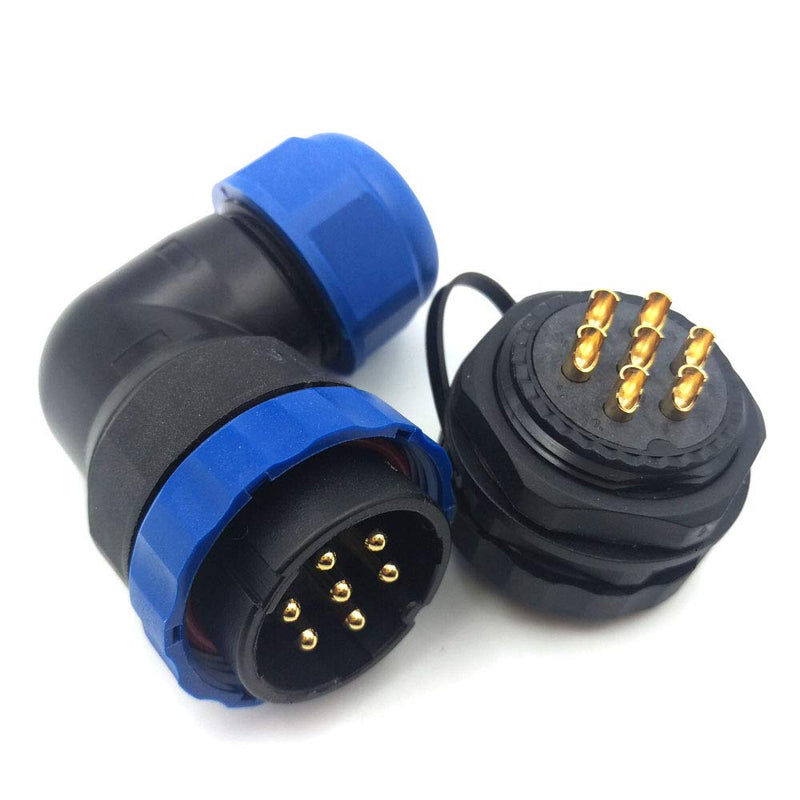 [Australia - AusPower] - SZJELEN SD28 2Pin~26Pin IP67 Flanged Elbow Circular Waterproof Connector Plug and Socket,Electrical Wire Cable Connector (7-Pin) 7-Pin 