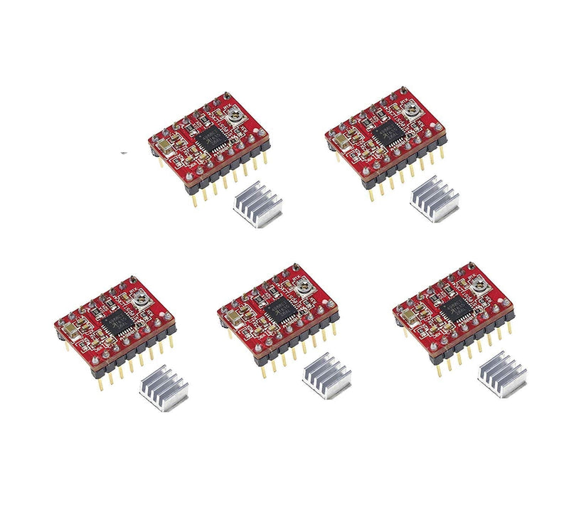 5pcs/lot Reprap Stepper Driver pololu A4988 Stepper Motor Driver Module with Aluminum Heat Sink for ramps 1.4 3D Printer