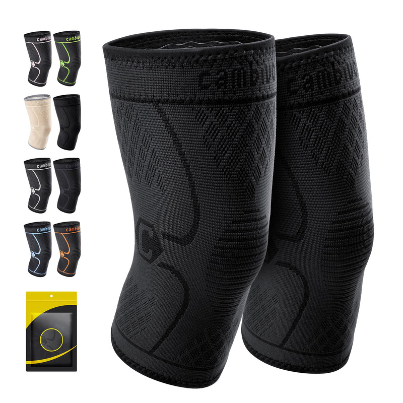 [Australia - AusPower] - CAMBIVO 2 Pack Knee Braces for Knee Pain, Knee Compression Sleeve for Men and Women, Knee Support for Meniscus Tear, Running, Weightlifting, Workout, ACL, Arthritis, Joint Pain Relief (Black,Medium) Medium Black 