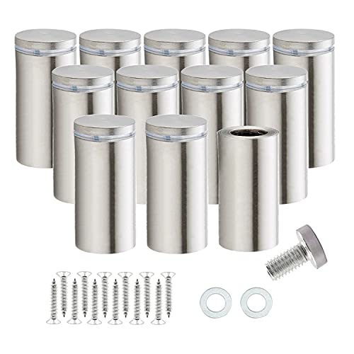 RuoFeng stainless steel wall mount glass standoff holder screw nails, 12-piece set, 25x80mm spacers