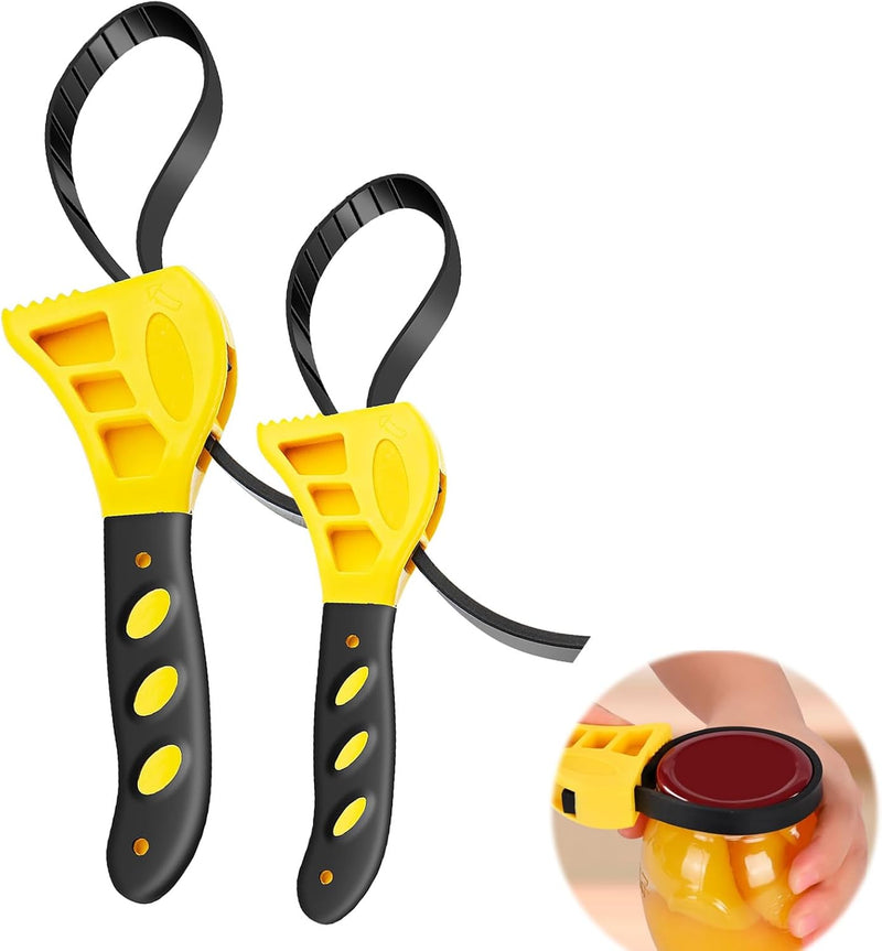 [Australia - AusPower] - Toolwiz Rubber Strap Wrench Upgrade-2pcs Set 24 IN and 19.7 IN Length Adjustable Oil Filter Strap Wrench, Reinforced Rubber Pipe Wrench, Jar Opener for Mechanics Plumbers DIY Yellow 