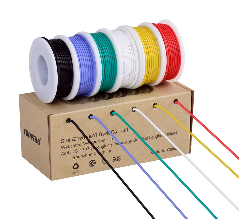 [Australia - AusPower] - 18 Gauge Wire Spool 13.2ft / 4m Each 6 Colors,18 AWG Stranded Wire Hook up Wire Kit, Silicone Rubber Insulated/Tinned Copper/Flexible/18AWG Wire for Automotive Wiring 18awg silicone wire set 