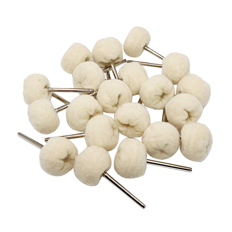 [Australia - AusPower] - Cotton Polishing Wheel Buff Buffing Wheels Soft Fine Rotary Tool Accessories 3mm Mandrel 20 Pieces 