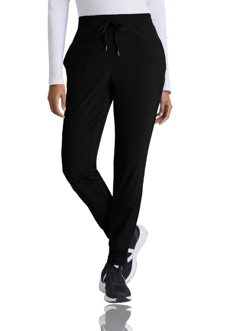 [Australia - AusPower] - BARCO One Boost Scrub Jogger for Women - Yoga Style Medical Jogger, Mid-Rise, 4-Way Stretch Women's Scrub Pant Large Black 