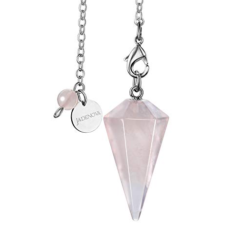 JADENOVA Powder crystal conical pendant necklace Natural Rose Quartz