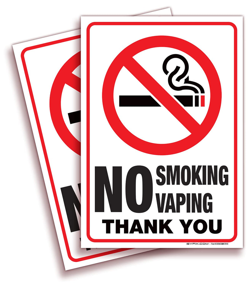 [Australia - AusPower] - iSYFIX No Smoking No Vaping Sticker Sign - 2 Pack 7x10 inch – Premium Self-Adhesive Vinyl, Laminated for Ultimate UV Protection, Weather, Scratch, Water & Fade Resistance, Indoor & Outdoor 7x10-inch 