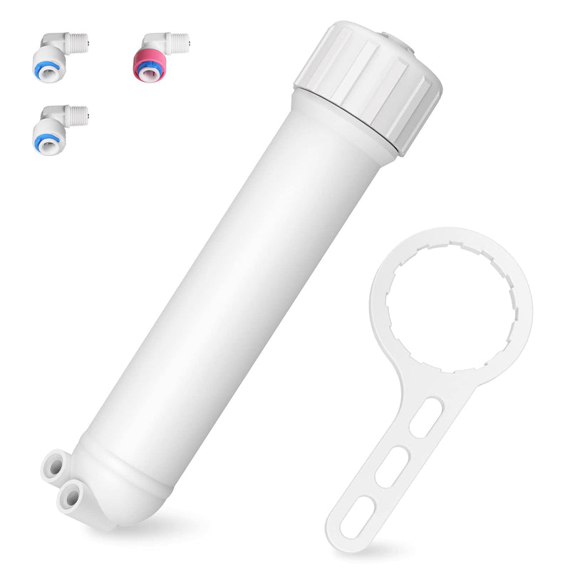 Membrane Solutions 1812/2012 24-150 GPD RO Housing Kit, Reverse Osmosis Membrane Filter Housing Replacement with Elbow Fittings, Housing Wrench, Check Valve 1812/2012 (for 24 - 150 GPD)