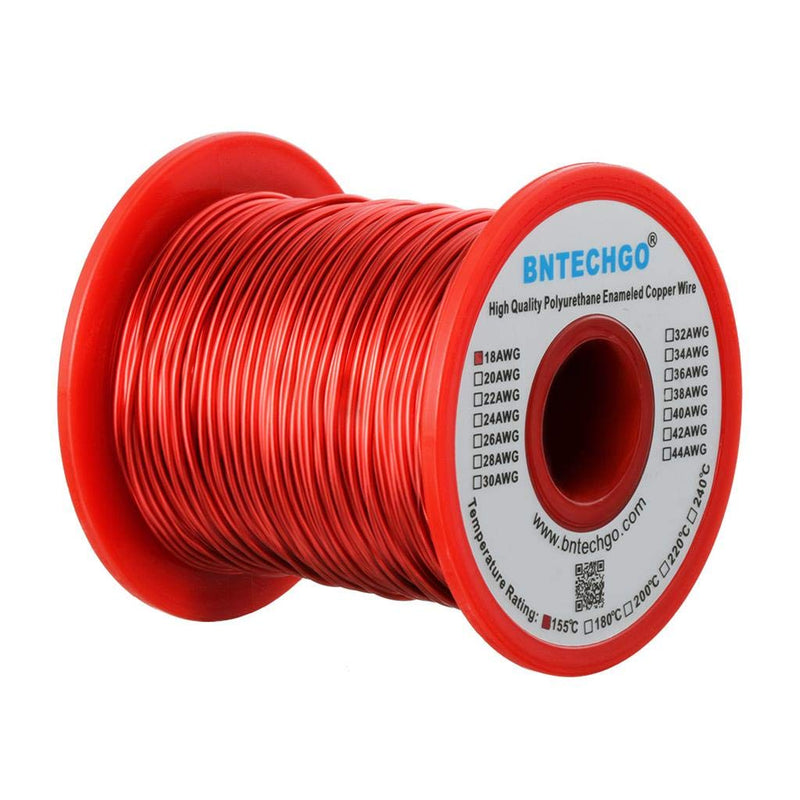 [Australia - AusPower] - BNTECHGO 18 AWG Magnet Wire - Enameled Copper Wire - Enameled Magnet Winding Wire - 1.0 lb - 0.0393" Diameter 1 Spool Coil Red Temperature Rating 155℃ Widely Used for Transformers Inductors 18 gauge enameled magnet wire 1 lb red 1 lb 