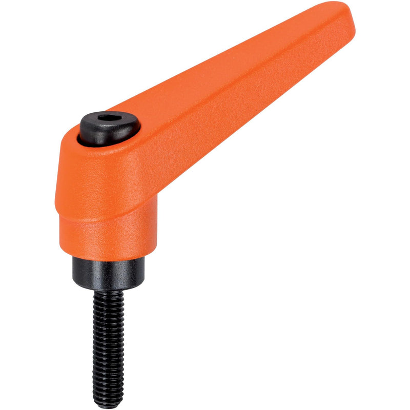 HALDER 24400.0391 Adjustable Clamping Lever, d1 = 18 mm / d2 = M8 / L1 = 63 mm, Orange d1 = 18 mm / d2 = M8 / l1 = 63 mm