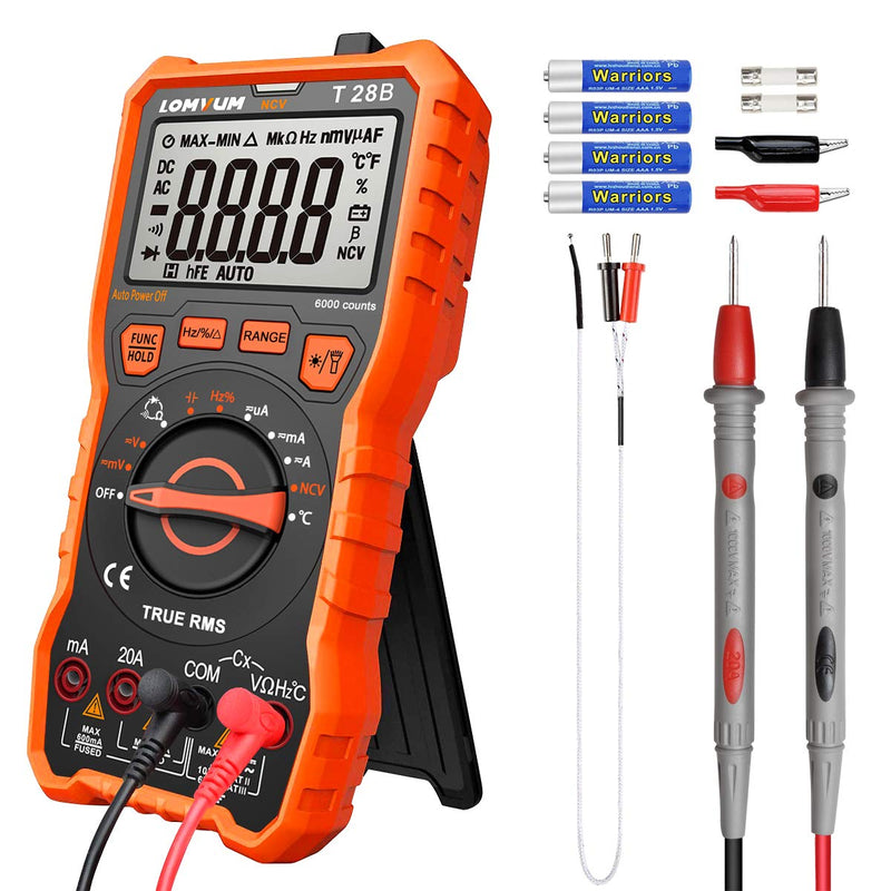 [Australia - AusPower] - Lomvum Digital Multimeter, 6000 Counts Electrical Tester AC/DC Voltage Current Detector, NCV, Resistance, Capacitance, Diode Electronic, Duty Cycle Tester 