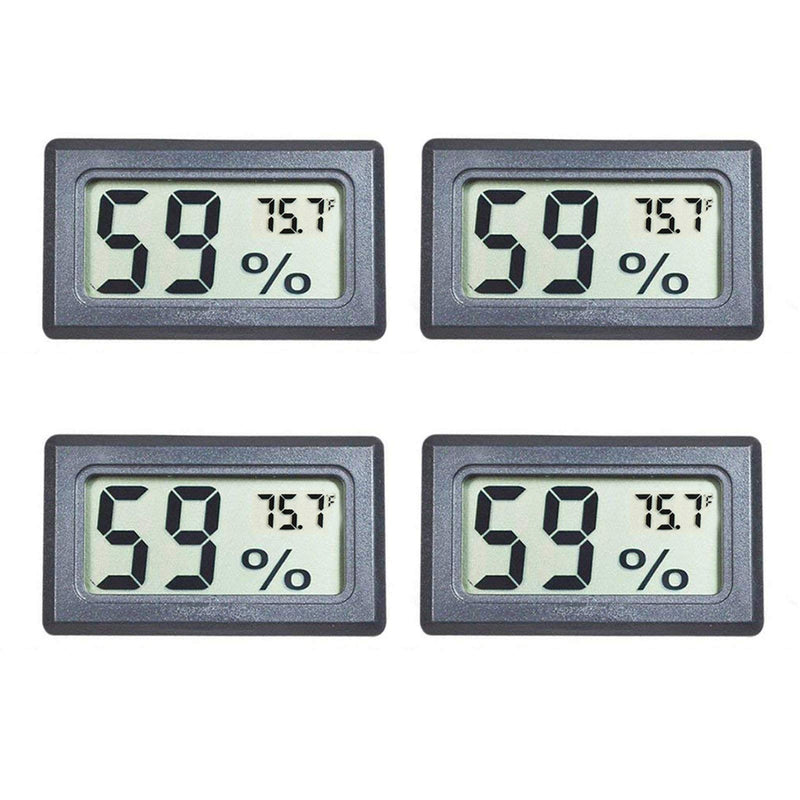 [Australia - AusPower] - 4-Pack Mini Digital Temperature Humidity Meters Gauge Indoor Thermometer Hygrometer LCD Display Fahrenheit (℉) for Reptile Tank,Jars,Guitar Case,Greenhouse, Garden, Cellar, Fridge, Closet 