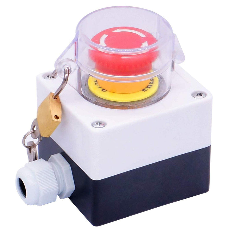 [Australia - AusPower] - Taiss / 22mm 2 NC Red Mushroom Latching Action Emergency Stop Push Button Switch Cover Station 10A 440V Stop Switch Box with Key Lock LA38A-02ZS/BOX-ZS 