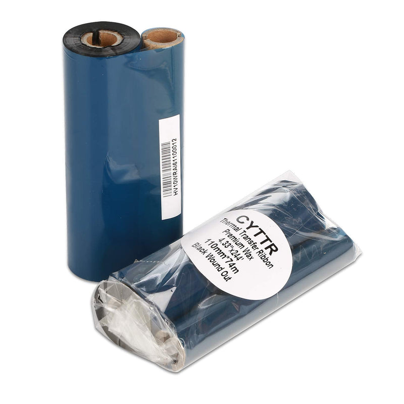 [Australia - AusPower] - 4.33" x 244' Thermal Transfer Ribbon - 1 Roll. Resin Enhanced Wax 1/2 Inch Core Ink Out for Zebra Eltron Datamax Zebra GC420t GK420t GX420t TLP2442 TLP2844 