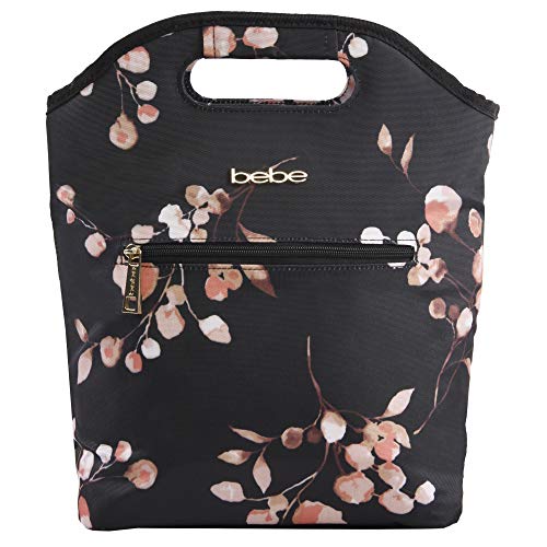 Bebe Tanya floral branch lunch tote bag with insulated interior and carrying handles for convenient lunch storage.