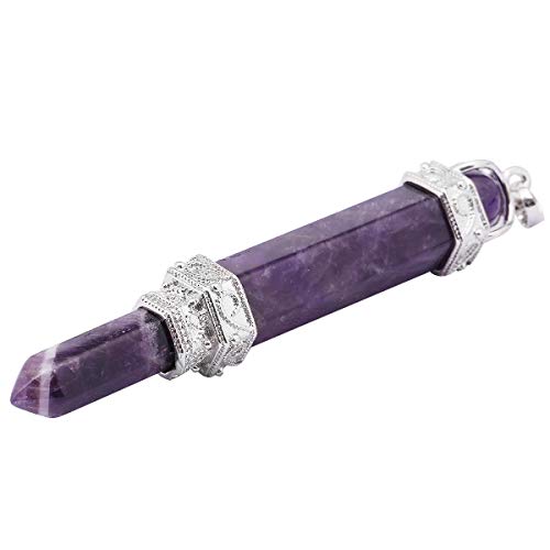 Nupuyai Crystal Point Stone Pendant Necklace for Unisex, Healing Crystals Pendulum Divination Reiki Chakra amethyst crystal stone
