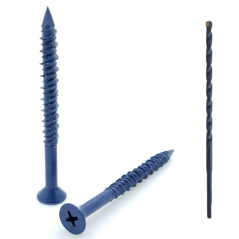 [Australia - AusPower] - 100 Qty 3/16" x 2-1/4" Flat Head Phillips Diamond Tip Concrete Screws to Anchor Masonry, Block & Brick (BCP482) 