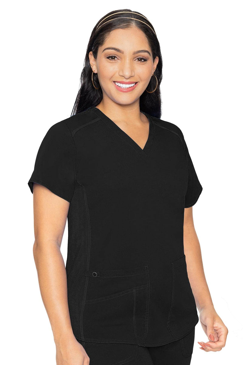 [Australia - AusPower] - Med Couture Touch Women's V-Neck Shirttail Top Large Black 