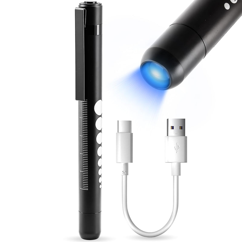 [Australia - AusPower] - Jeemiter Cobalt Blue LED Professional Medical Penlight PenLite with Metal Clip for Ophthalmologists Doctors Nurses and Eye Examiner 