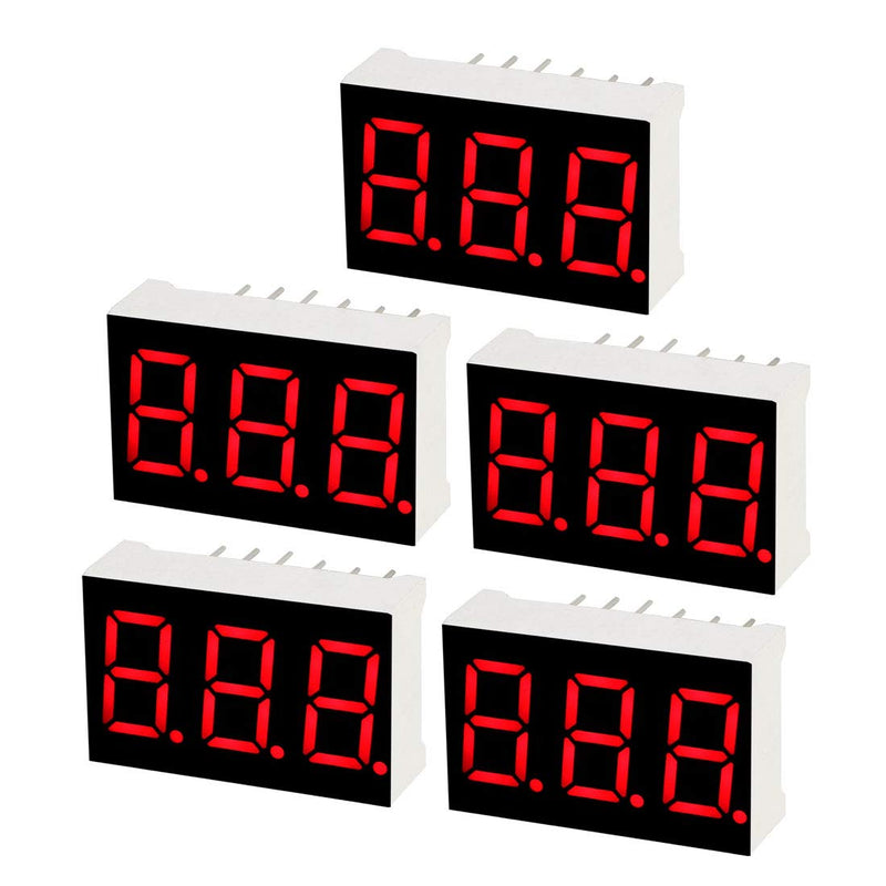 [Australia - AusPower] - uxcell Common Cathode 11 Pin 3 Bit 7 Segment Display 0.89 x 0.55 x 0.28 Inch 0.35" Red LED Display Digital Tube 5pcs 