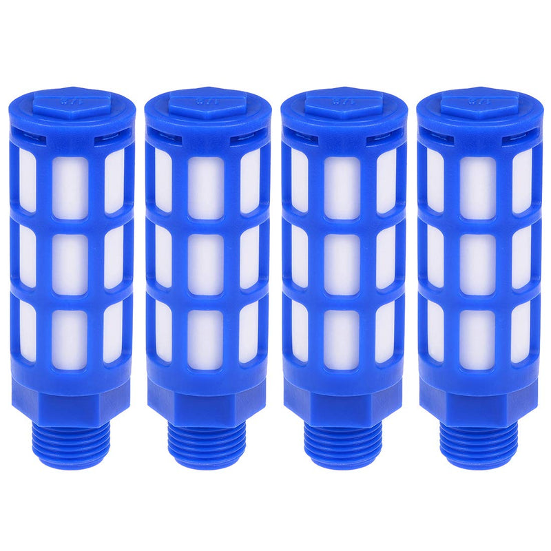[Australia - AusPower] - uxcell Plastic Pneumatic Muffler Exhaust Air Line Silencer 1/2 PT Blue, 4pcs 