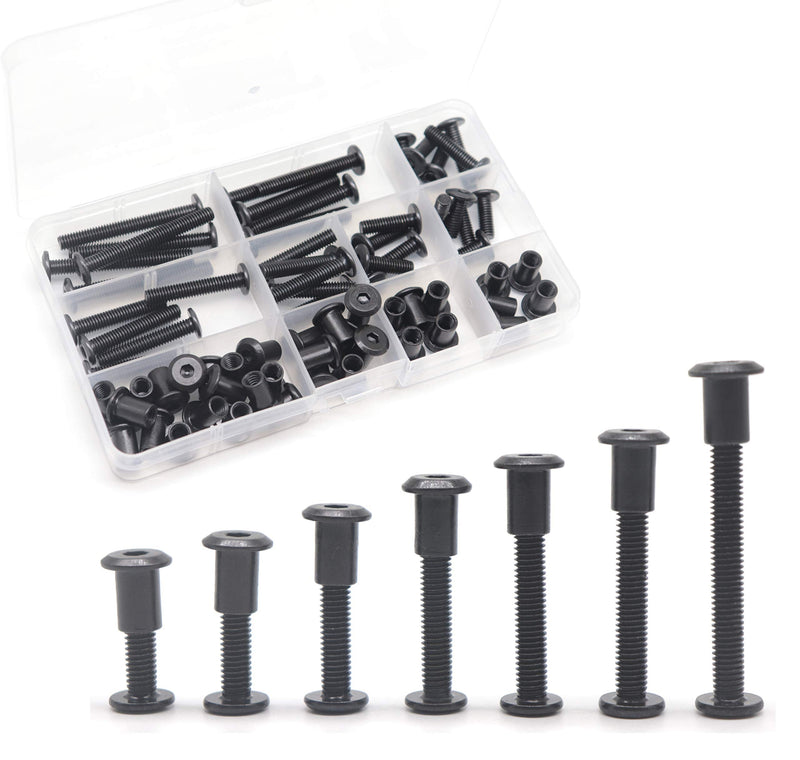 [Australia - AusPower] - Black M6 Hex Drive Socket Cap Bolts Kit, binifiMux 35-Set Allen Head Countsunk Furniture Crib Bolts Nuts Kit, M6x15mm/ 20mm/ 25mm/ 30mm/ 35mm/ 40mm/ 50mm 15mm/20mm/25mm/30mm/35mm/40mm/50mm 70pcs 