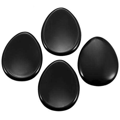 mookaitedecor 4 Pcs Obsidian Thumb Worry Stone for Anxiety Stress Relief