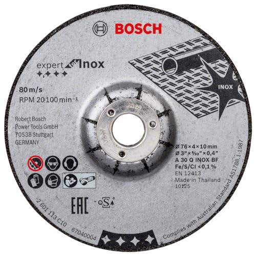 Bosch Professional 2x Schruppscheibe Expert for Inox (für Edelstahl, Ø 76 x 4 x 10 mm, Zubehör Winkelschleifer)