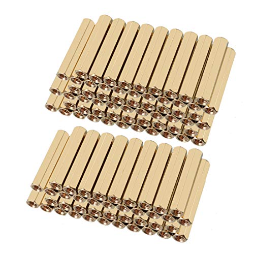 uxcell 100-piece brass M3 female thread hex PCB standoff spacers, 5x25mm straight pillars