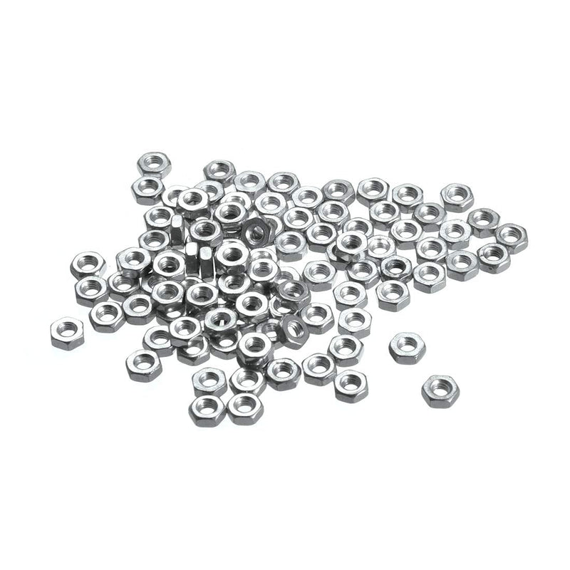 [Australia - AusPower] - uxcell Hex Nuts, M2.5x0.45mm Metric Coarse Thread Hexagon Nut, Carbon Steel, Pack of 100 (Silver Tone) 