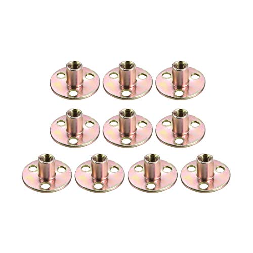 uxcell M8x37x2.5mm bronze tone carbon steel T-nuts with brad holes and flange, 10-piece set