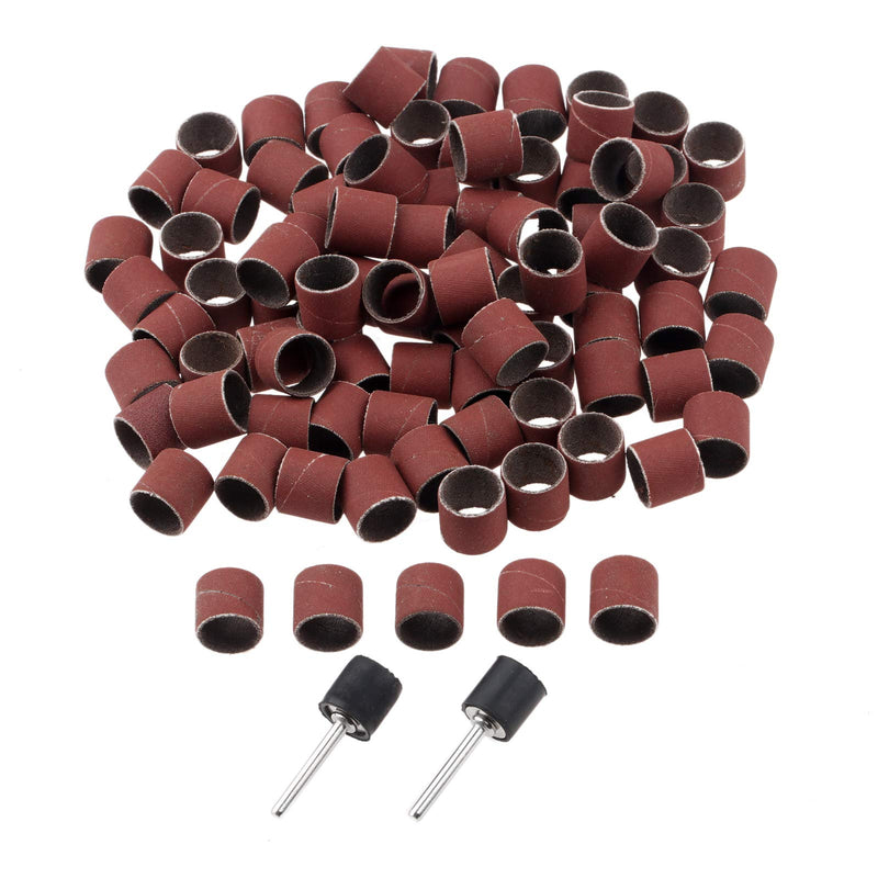 [Australia - AusPower] - 100 PCs Sanding Bands 600 Grit Drums Sleeves for DREMEL Rotary Tools with 2PCs Mandrel 12CM 600# Grit with Mandrel 