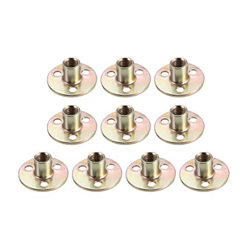 uxcell M10x37x2.5mm carbon steel brad hole tee nuts with flange and female thread, 10-piece set