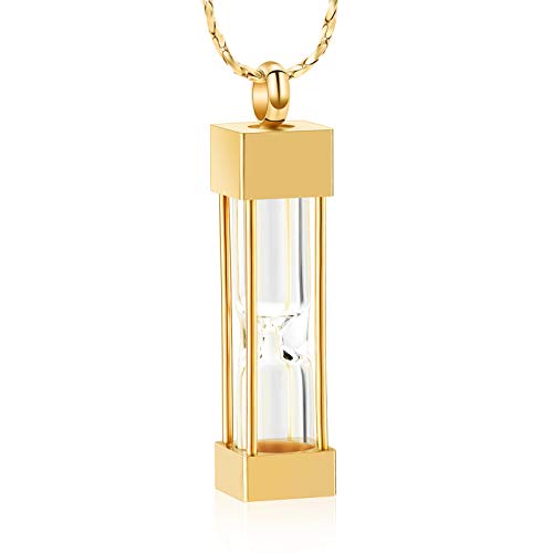 Imrsanl Glass Hourglass Urn Necklace Cremation Jewelry for Ashes Gold