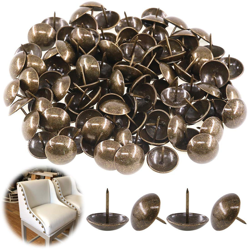 [Australia - AusPower] - Keadic 100Pcs 1 inch Antique Upholstery Tacks Furniture Nails Pins Assortment Kit for Upholstered Furniture Cork Board or DIY Projects - Bronze 