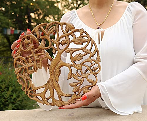 DharmaObjects Handcrafted Wooden Celtic Tree Of Life Wall Decor Hanging Art (Brown) Brown