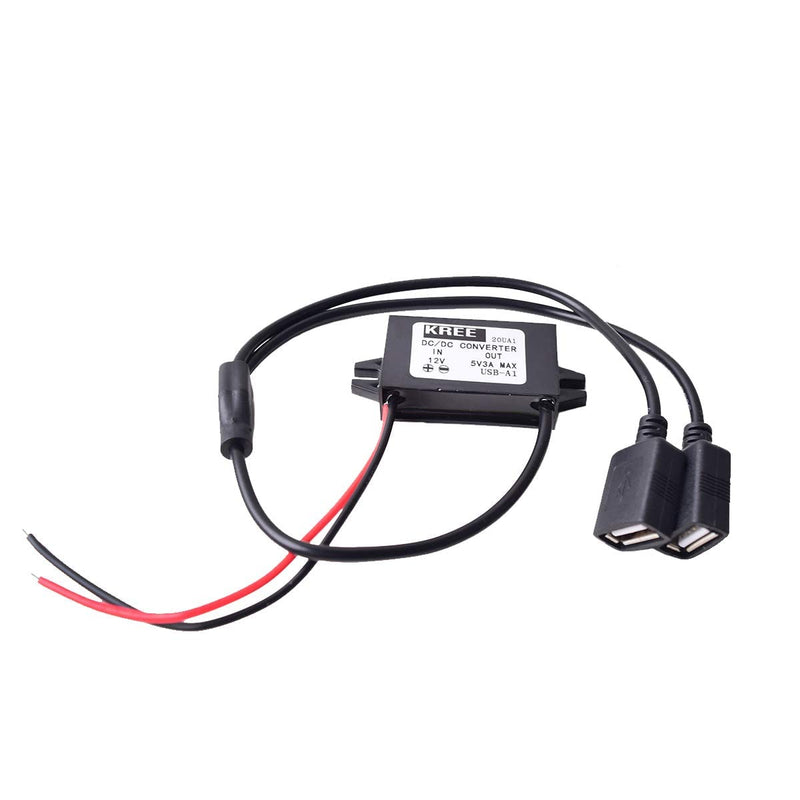 [Australia - AusPower] - Car Hard Wire Charger, 12V to 5V Dual USB Female Port Charging Cable Direct Link Hard Wired Step Down Converter Power Supply for Dash Camera Car DVR GPS Black 12V to 5V DUSB 