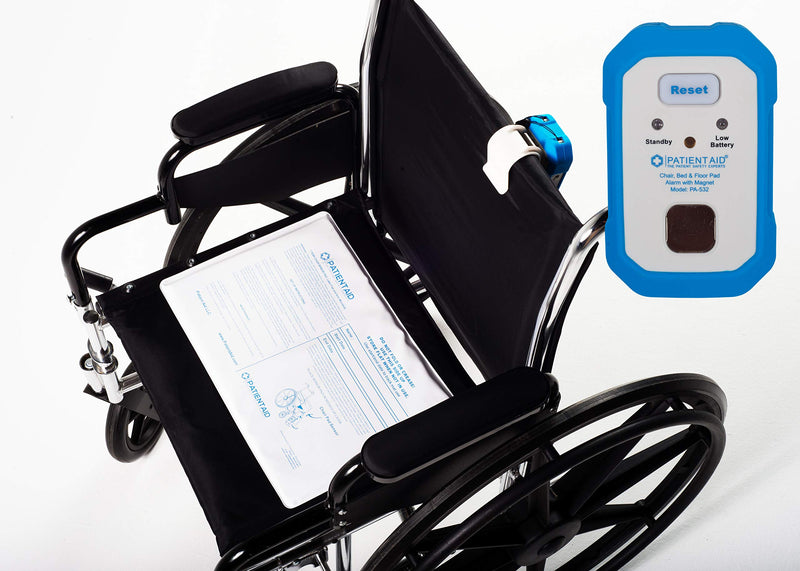 [Australia - AusPower] - Patient Aid Advanced Floor and Chair Alarm for Fall Prevention with Magnetic Pull Cord, 10" x 15" Alarm Pad with Pressure Motion Sensor, 3 Mounting & Ring Chime Options, with AC Adapter & 9V Battery Chair Pad 