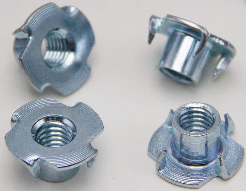 [Australia - AusPower] - Zinc Plated Steel T-Nut,1/4" 5/16" 3/8" 4-Prong Heavy Duty Tee Nut for Wood, Cabinetry, Rock Climbing Holds, Threaded Insert, Furniture 3 Sizes - 50Pcs Kit 1/4"5/16"3/8" Zinc blue 