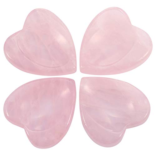 mookaitedecor 4 Pcs Rose Quartz Thumb Worry Stone for Anxiety Stress Relief