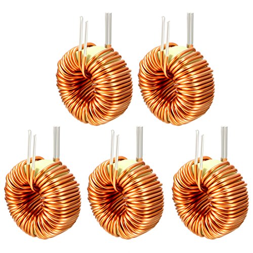 sourcing map Horizontal Toroid Magnetic Inductance Monolayer Wire 50uH 20A Coil Pack of 5 5Pcs 50uH 20A