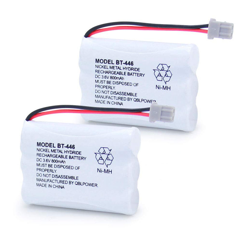 [Australia - AusPower] - QBLPOWER BT446 BT-446 Cordless Phone Battery Rechargeable Compatible with Uniden BBTY0503001 BT-1004 BT-1005 GE-TL26402 BT-504 CPH-488B 3.6V 800mAh (2 Pack) 