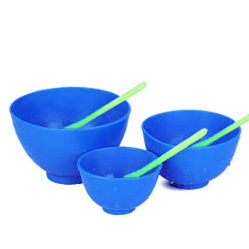 [Australia - AusPower] - 3PCS Flexible Rubber Mixing Bowl +3 Spatulas Dental PVC Rubber Mixing Bowl for Alginate and Plaster Materials 