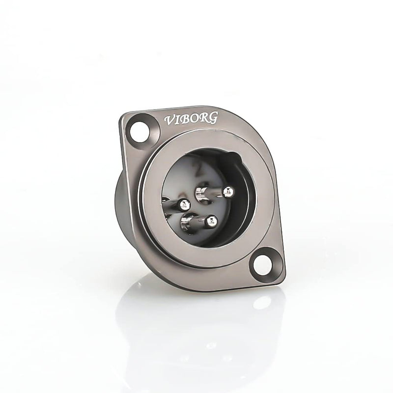 [Australia - AusPower] - Viborg Male XLR Receptacle, Pure Copper XLR Panel Mount Jack, Audiophile Soldering XLR Chasis Connector with PTFE Insulator 1PC(Rhodium Plated) Rhodium Plated 