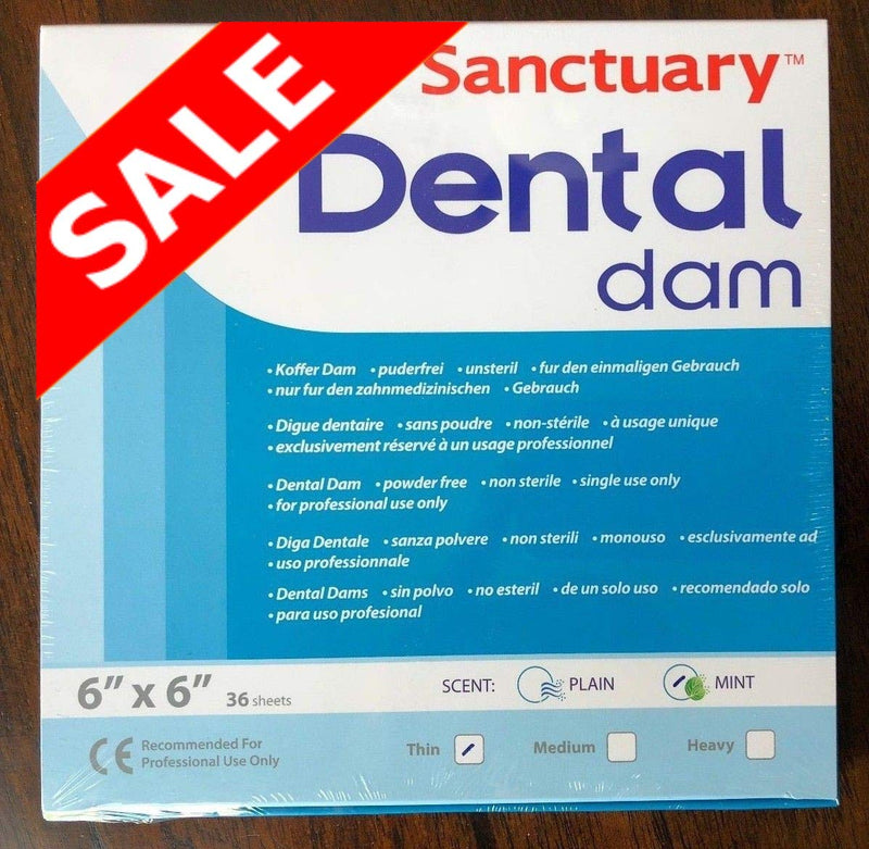 [Australia - AusPower] - (MADE IN MALAYSIA) SANCTUARY DENTAL DAM LATEX 6"X6" (Thin Gauge) 36 Sheets, Green Spearmint Scented, Powder-Free 