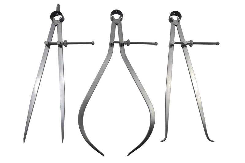 [Australia - AusPower] - Taytools 468082 3 Piece Set Toolmaker's “Yankee” Spring Dividers, Inside ID & Outside OD Calipers, Solid Nut, 0-10.5 Inch / 257 mm Range, Fine Adjustment Mechanism, Flat Leg 