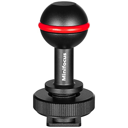 MINIFOCUS 1" Ball Head Cold Shoe Base Adapter, Universal Ball Joint Bracket with Cold Shoe Base Adapter for Diving Light Underwater Camera Waterproof Housings Case Video/Flash/Strobe Hot Shoes