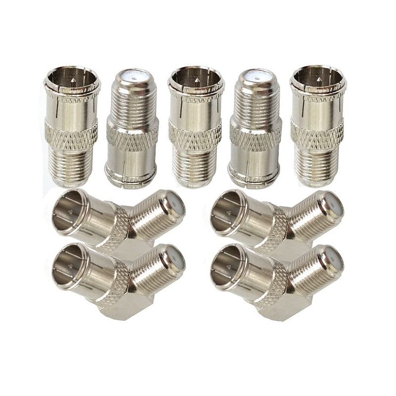 [Australia - AusPower] - Lala Smill Right Angle Push on Coax Cable Connectors F-Type Female to F-Pin Male Quick Plug Adapter RG6 Coaxial Cable Connector 9 pcs 
