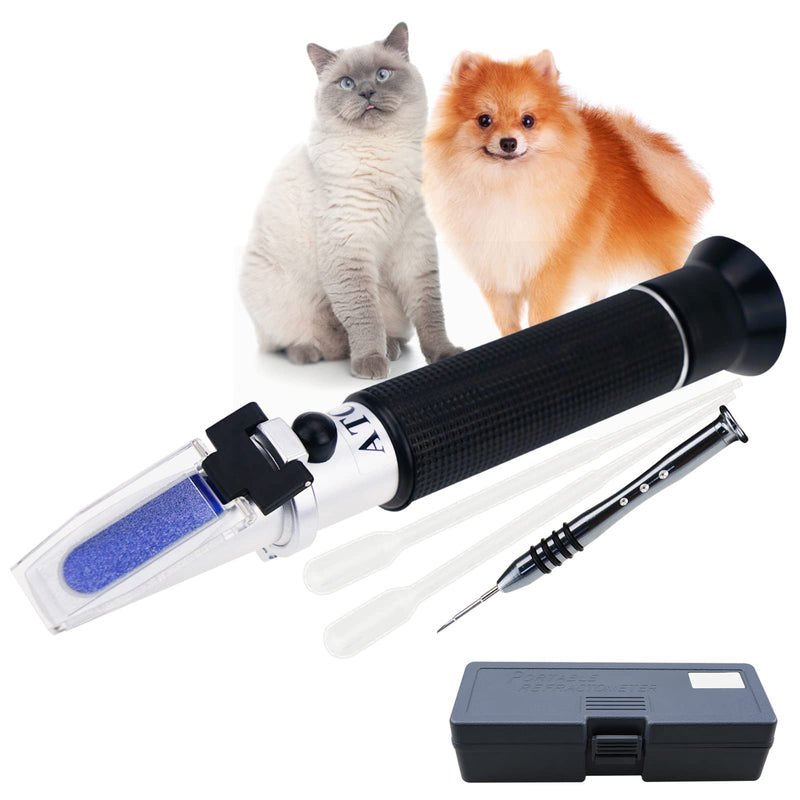 [Australia - AusPower] - Portable Clinical Refractometer with ATC for Urine Specific Gravity RI Measurement of Pet Dog Cat 1.000-1.060RI and Blood Serum Protein 2-14g/dl, Free Pipettes 