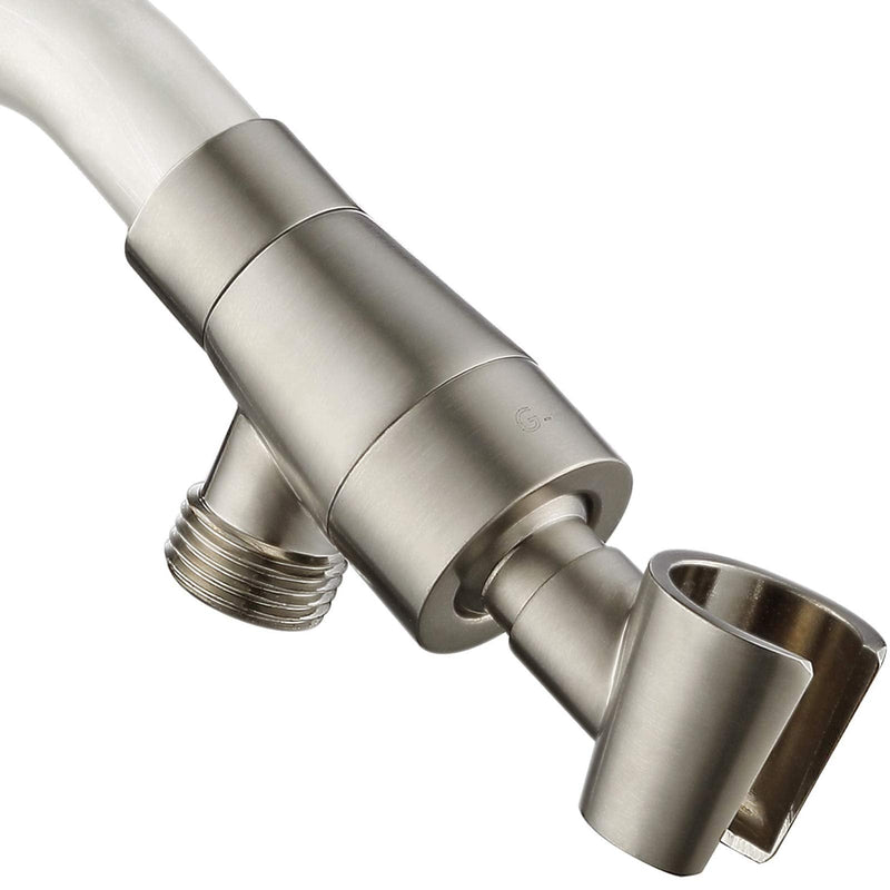G-Promise Metal Shower Head Holder for Hand Held, Adjustable Bracket, Universal Shower Arm Mount, Brushed Nickel Finish